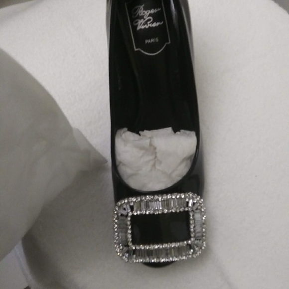 Black Satin Crystal Buckle Belle Pump 37 - Picture 1 of 3